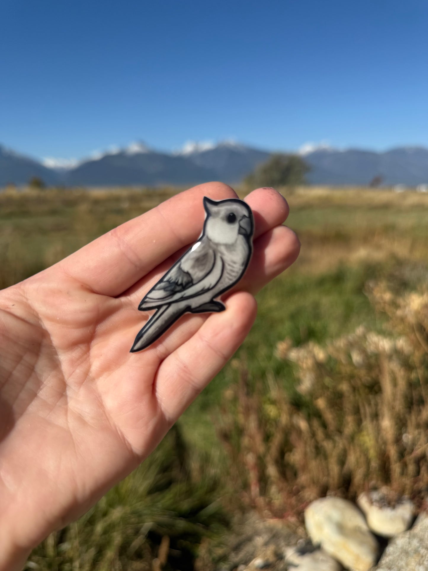 Handcrafted Grey Cockatiel Magnet